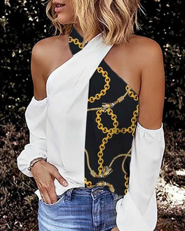 Women's Casual Strapless Hanging Neck T-Shirts