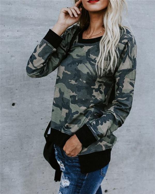 Camouflage Sweater Pull Frame Top