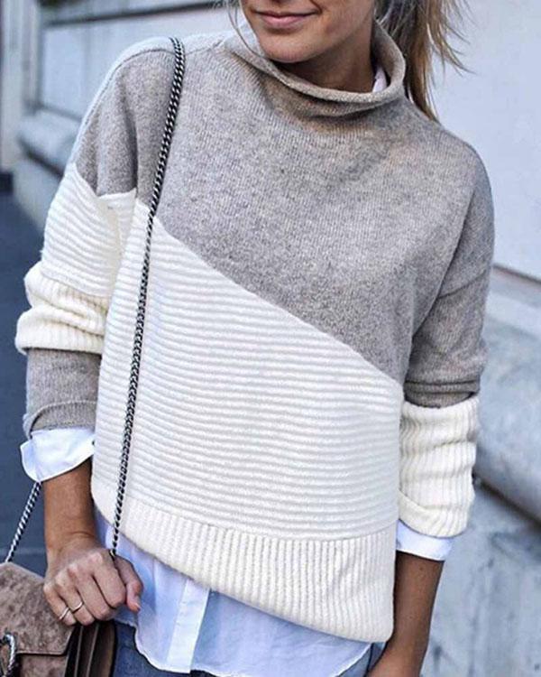 Florcoo Loose Round Contrast Sweater