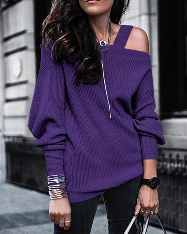 Solid Long Sleeve Loose Sweater