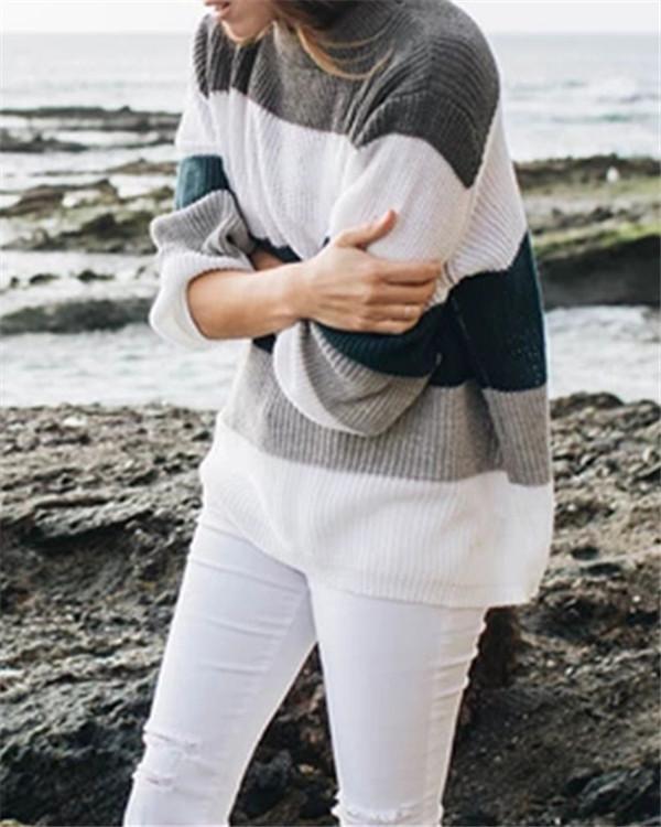 Autumn and Winter Knitted Crew Neck Sweater