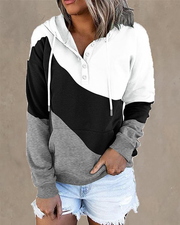 Contrast Colorblock Women's Hoodie Pullover