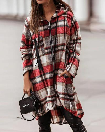 Trend Forecast Plaid Hooded Coat