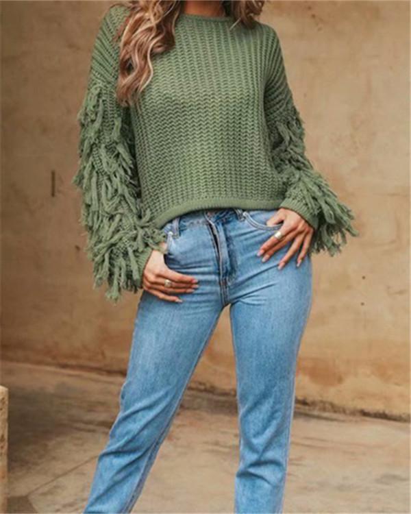 Fringed Sweater Women's Knit Sweater Sweater