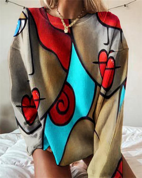 Geometric Print Sweater Casual Long-sleeved Sweater