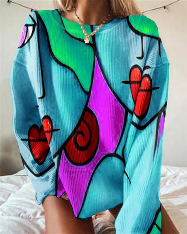 Geometric Print Sweater Casual Long-sleeved Sweater