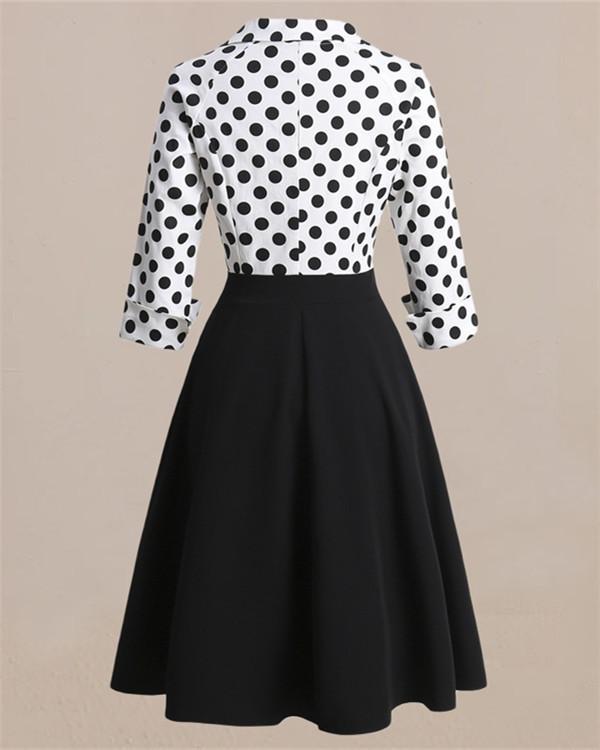Vintage Dress Hepburn Style Retro Wave Point