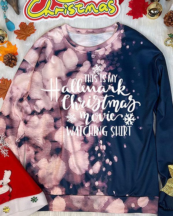 Christmas Movie Watching Shirt Print Tie Dye Sweatshirt
