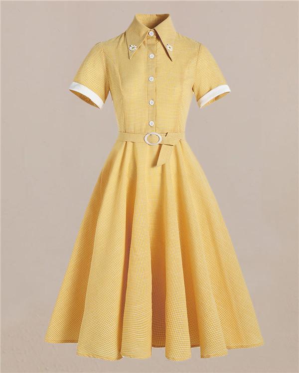 Vintage British Shirt Collar Dress