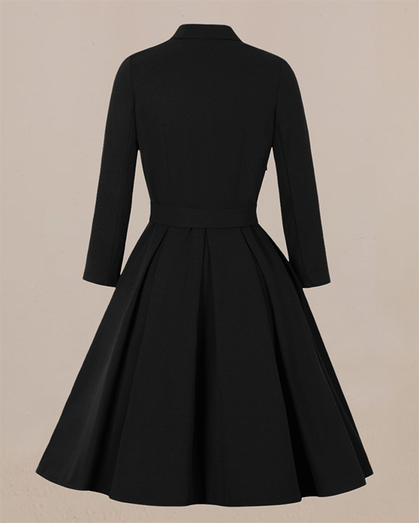 US$ 45.09 - Lapel Contrast Color Slim Long-sleeved Dress - www ...