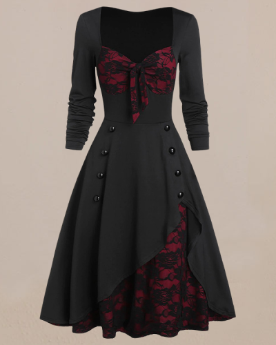 Black and Burgundy Vintage Dress