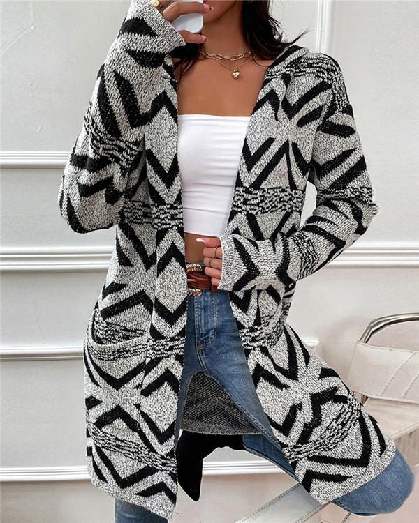 Sweater Print Jacket Retro Ethnic Cardigan