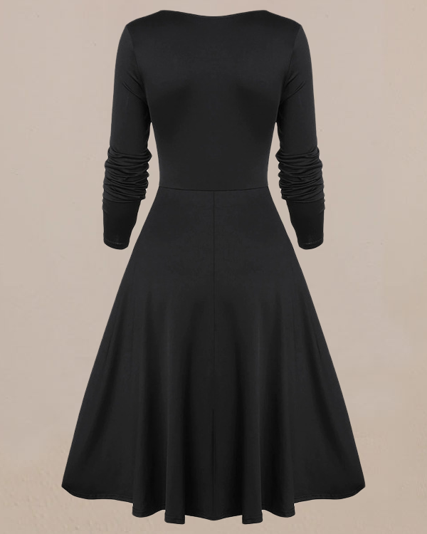 US$ 30.99 - Black and Burgundy Vintage Dress - www.tangdress.com