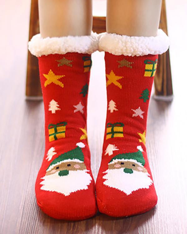 Christmas Snowman Elk Santa Claus Warm Socks