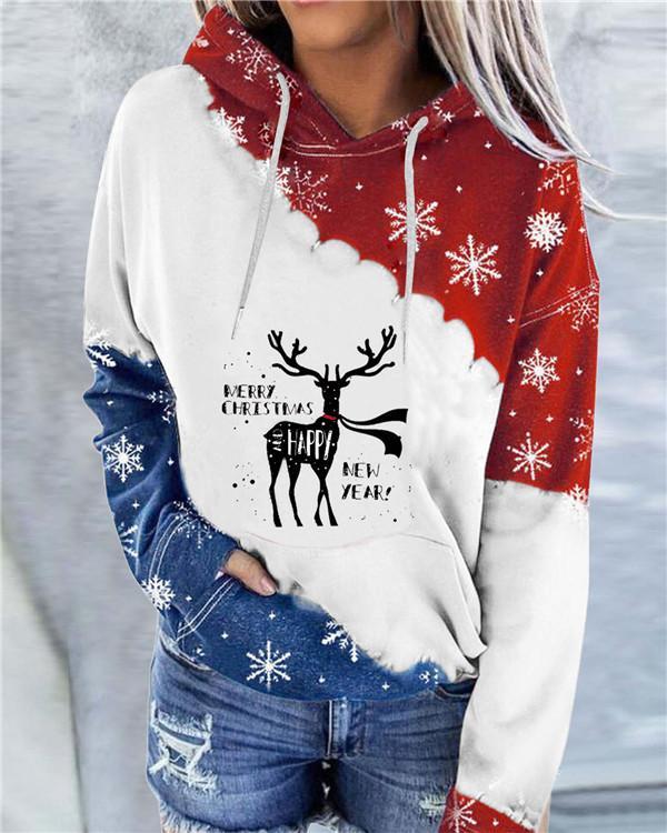 Christmas Snowman Print Crew Neck Hoodie Long Sleeve Sweatshirt