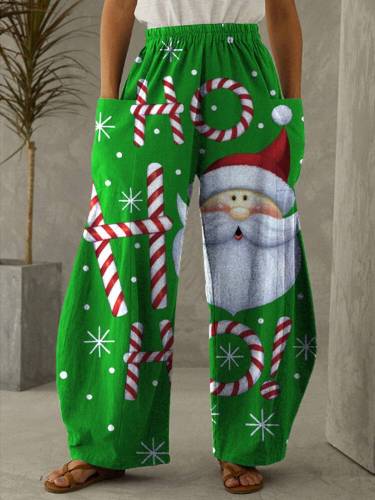 Christmas Santa Claus Print Casual Loose Pants