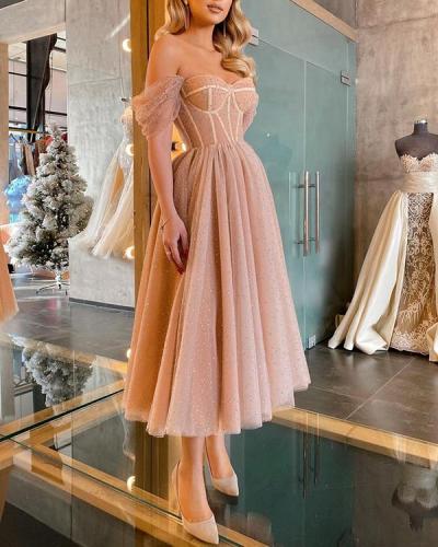 Sequins Fashion Big Swing Wedding Evening Dress