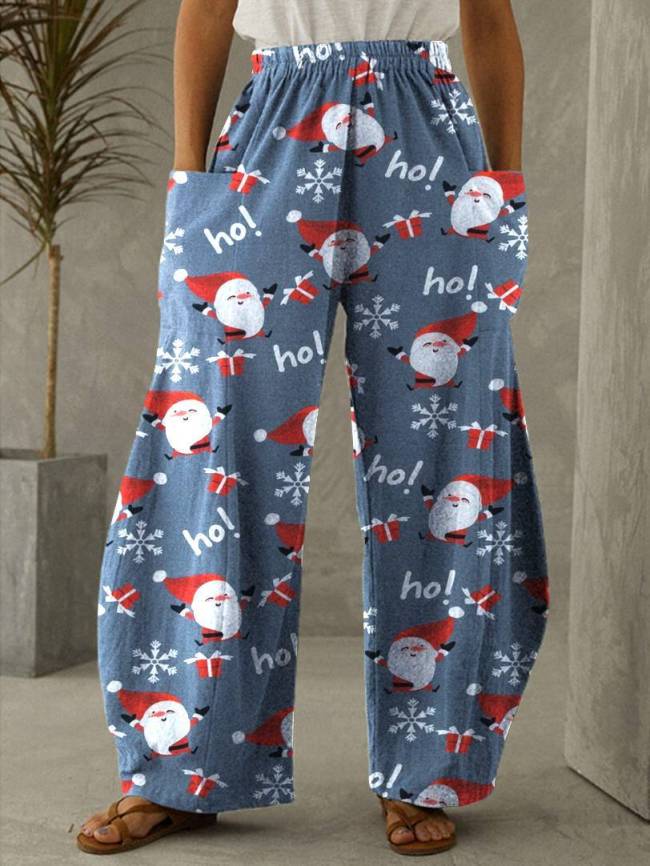 Ho Ho Ho Christmas Print Casual Loose Pants