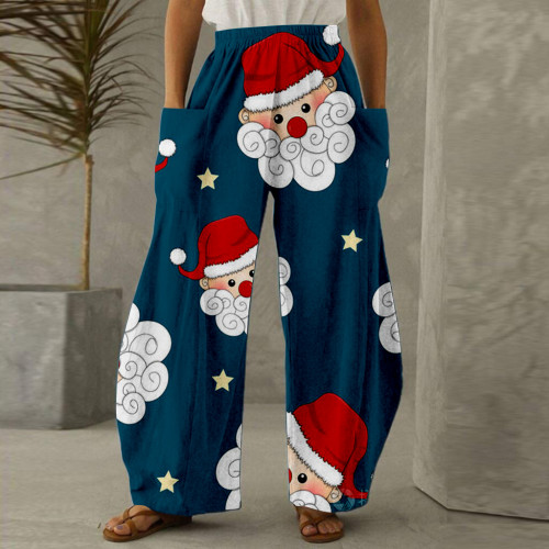 Christmas Elderly Printed Plus Size Casual Pants
