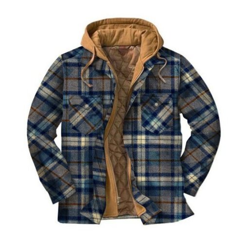 Mens Winter Plaid Thick Casual Jacket