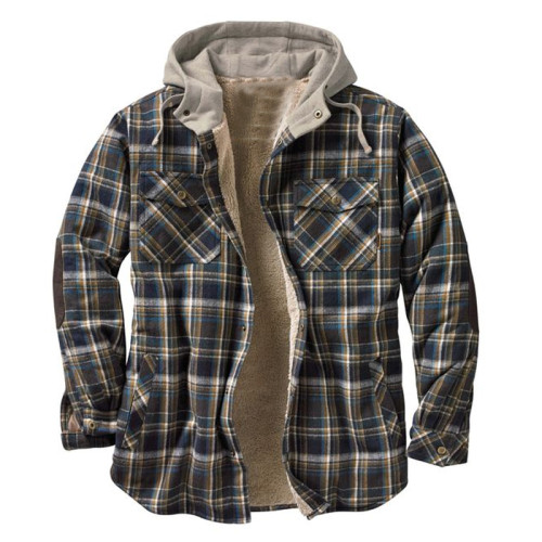 Mens Plaid Thick Woolen Casual Jacket