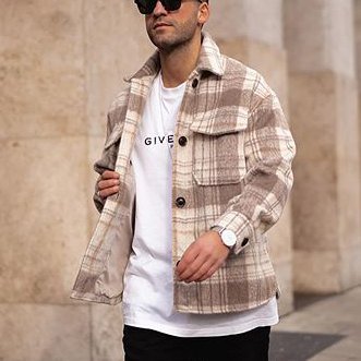 Street fashion check texture button jacket