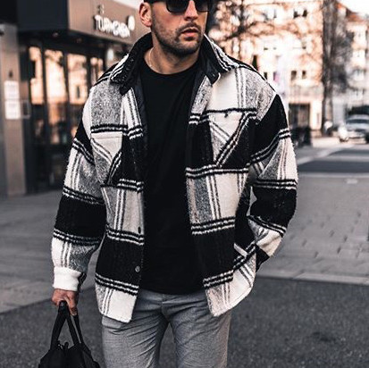 Street fashion check texture jacket