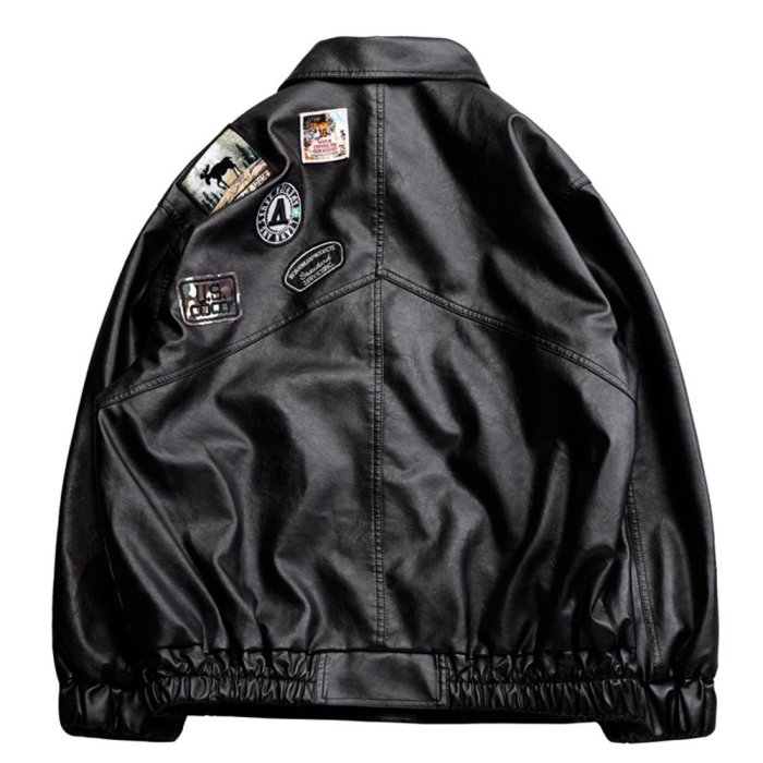 Trend badge leather jacket