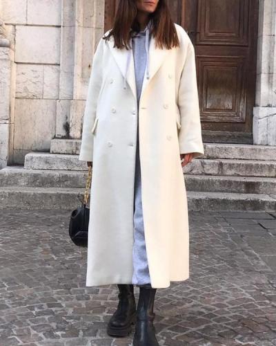 Solid Color Pocket White Color Coat