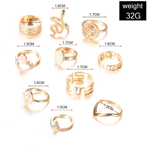 Diamond serpentine 10PCS Ring Set