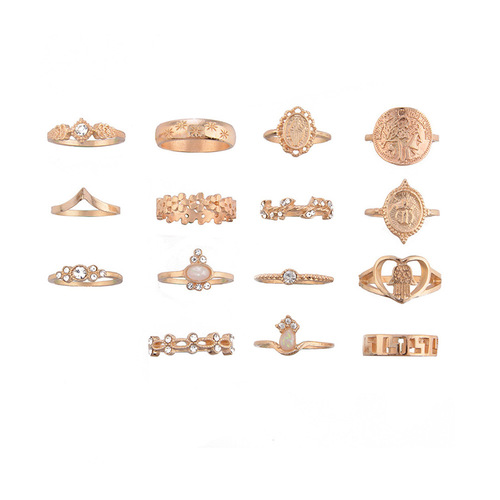 Vintage Cross 15PCS Ring Set