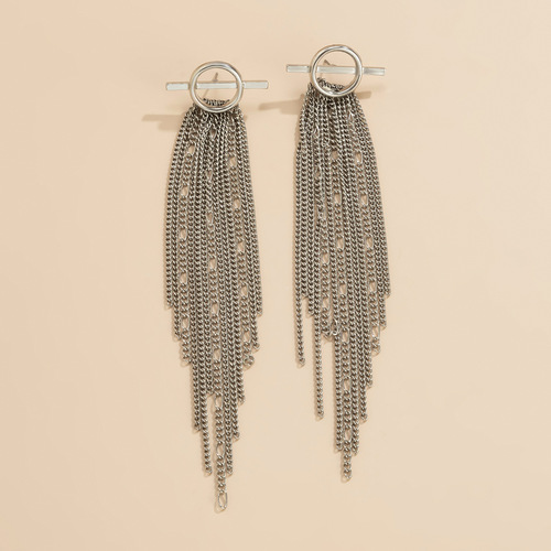 French Vintage Metal Tassel Earrings