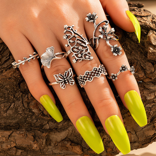 Retro Ethnic Style 7PCS Ring Set