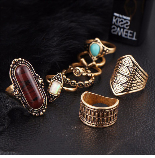 Bohemian Vintage 7PCS Ring Set