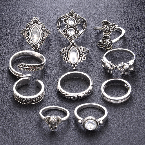 Retro Ethnic Style 11PCS Ring Set