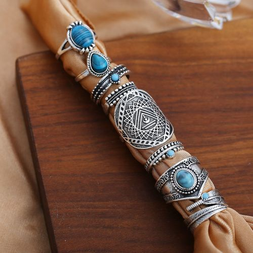 Retro Ethnic Style 8PCS Ring Set