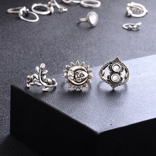 Retro Geometry 14PCS Ring Set