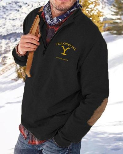 Men's Yellowstone Polo Collar Cotton Sweatshirt