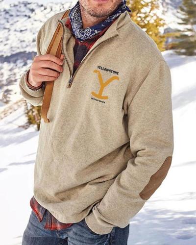 Men's Yellowstone Polo Collar Cotton Sweatshirt