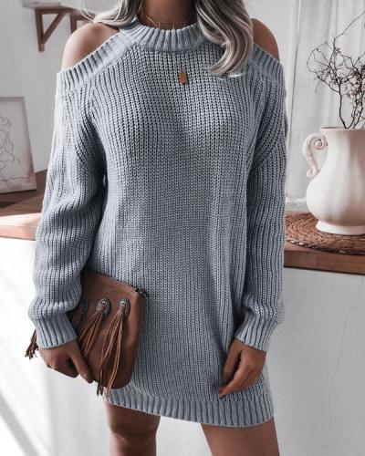 Off-The-Shoulder Long-Sleeved Casual Loose Sweater Dress