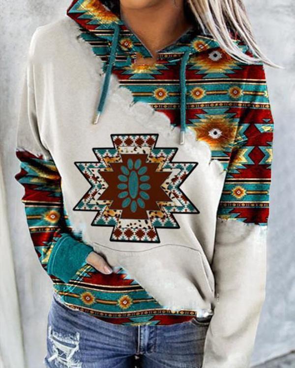 Women's Casual Fashion Ethnic Print Pullover Top S-3XL