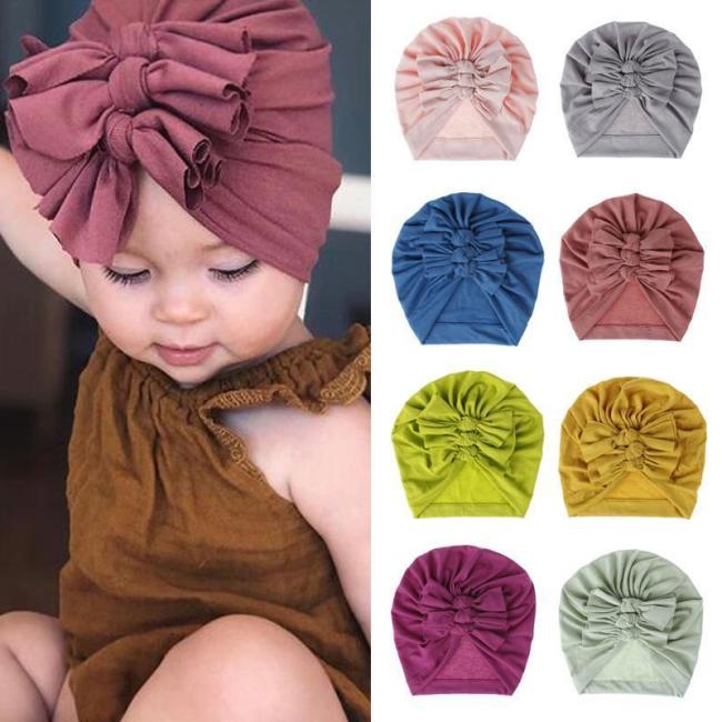 Children's hat soft knitted cloth bow