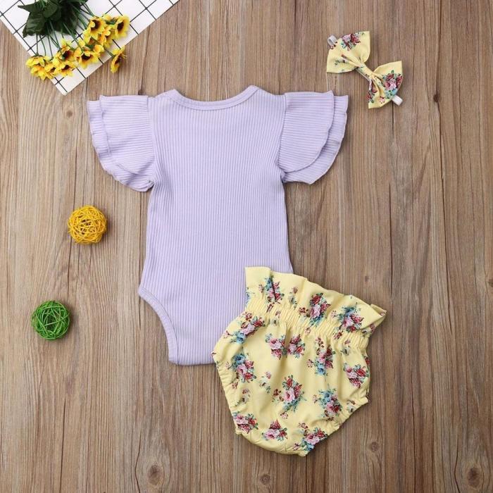 3-piece Baby Flower Cotton Suit