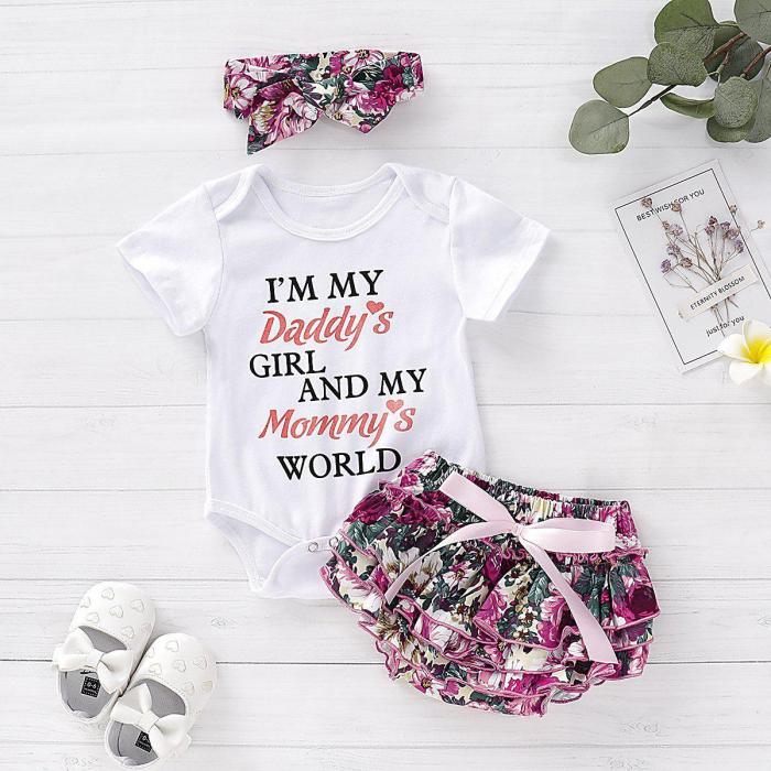 3-Piece Girl Top + Flower Skirt Set