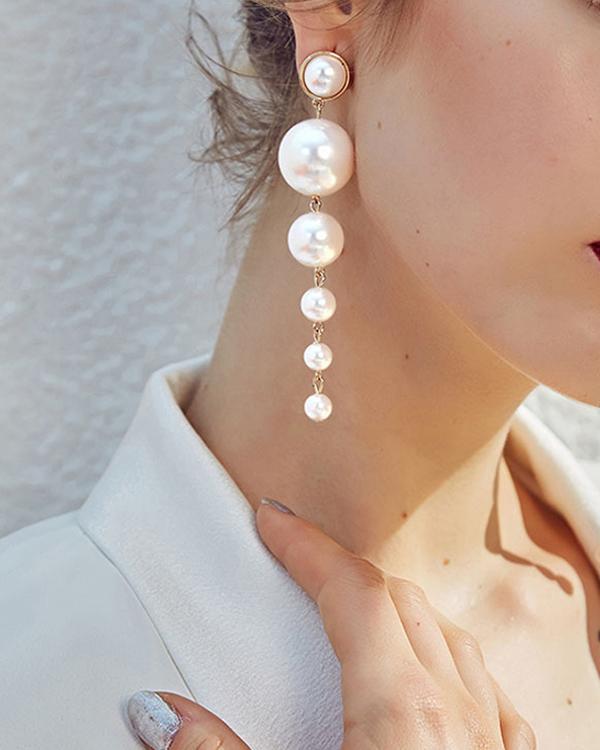 Fashion Faux Pearl Long Earrings