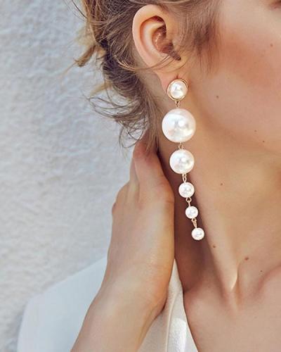 Fashion Faux Pearl Long Earrings