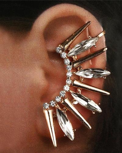 Crystal Rhinestone Rivet Ear Cuff Clip Earrings