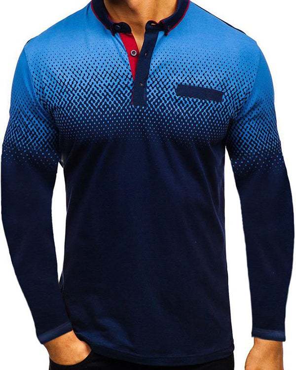 Men's Printed Long Sleeve Polo T-Shirts M-XXXL