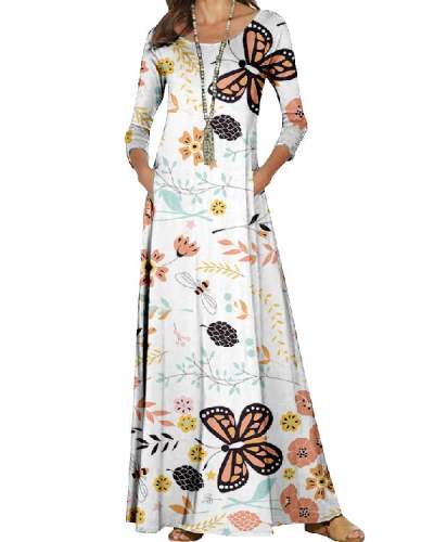 Butterfly 3D Printed Long Dress