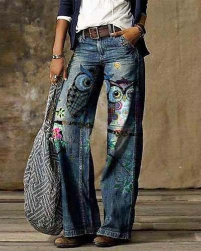 Casual Vintage Floral Printed Pants S-5XL